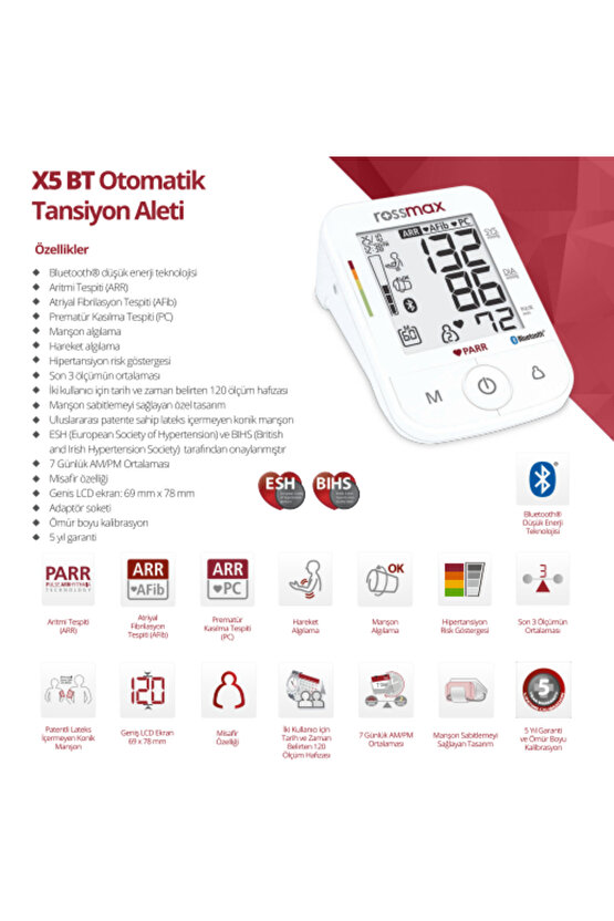 X5 BT Otomatik Tansiyon Aleti