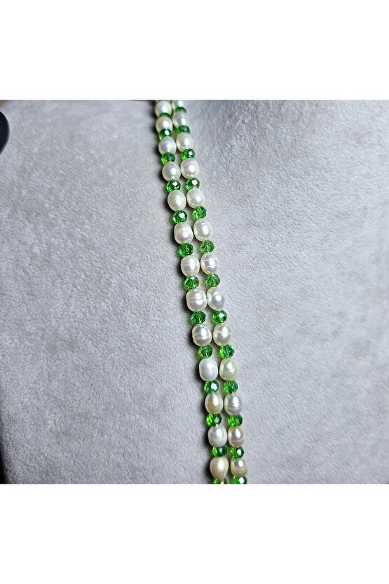 İnci Doğal Taş Halhal - Yeşil - 1 Adet ( El Yapımı Tasarım Ürünler )