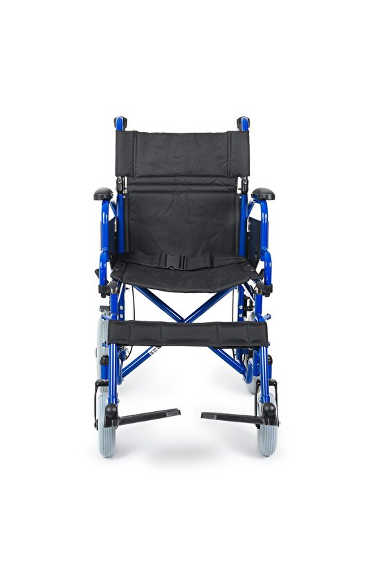 Transfer Tekerlekli Sandalye Lacivert | Mini Yapı, Refakatçi Frenli, Çelik Şase DM-327