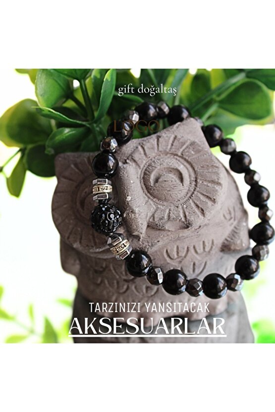 Gerçek Doğal taş Oniks, Hematit Tasarım Bileklik