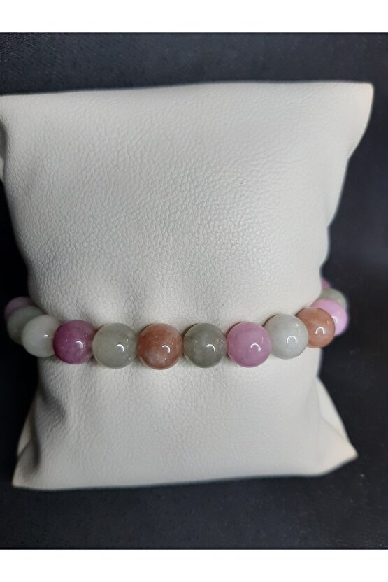 Pembe ve Tonları ile Tasarlanmış Akik Taşı Bileklik Zarif ve Şık Tasarım