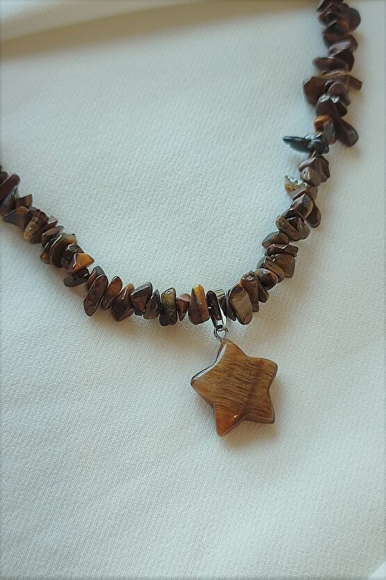 Sertifikalı Kaplangözü Yıldız Kırıktaş Doğaltaş Kolye