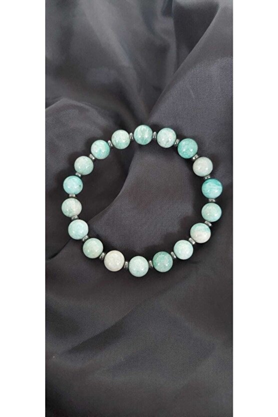 Amazonit Hematit Doğal Taş Bileklik 8mm