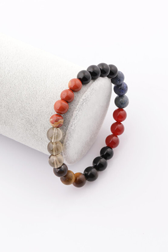 Aslan Burcu Taşlarından Oluşan Doğal Taş Bileklik 8 mm Küre Kesim - Burç Bilekliği