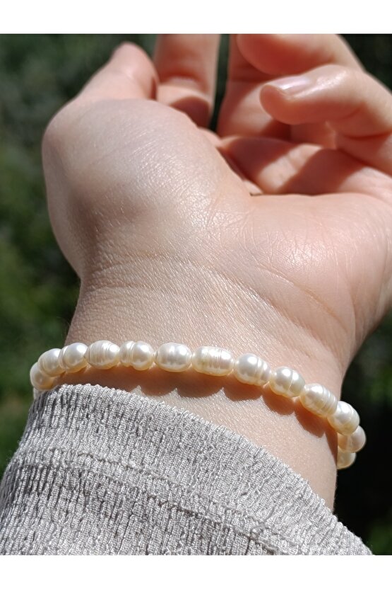 Gerçek inci bileklik 925 ayar gümüş aparatlı zarif tasarım
