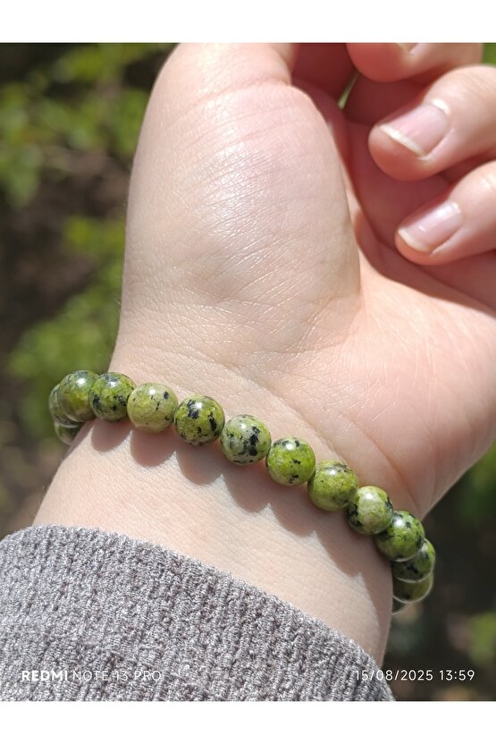 Yaşil Benekli Kuvars Doğaltaş Kadın ve Erkek Bileklik