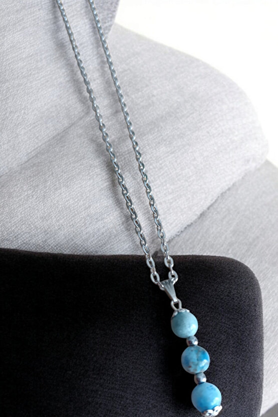 Apatit kolye Apatit Taşı Kolye doğal taş kolye zincirli kadın kolye hediyelik kolye 8 mm