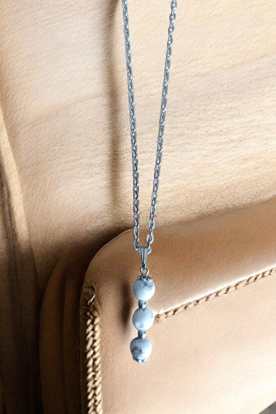 Havlit kolye Havlit Taşı Kolye doğal taş kolye zincirli kadın kolye hediyelik kolye 8 mm