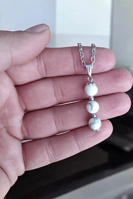 Havlit kolye Havlit Taşı Kolye doğal taş kolye zincirli kadın kolye hediyelik kolye 8 mm