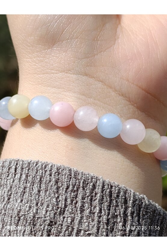 Soft Renklerde Kuvars Doğaltaş Bileklik