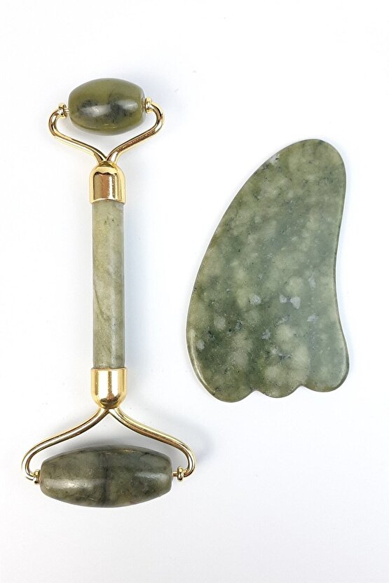 Yeşim Taşı Özel Kutulu Çift Taraflı Doğal Taş Masaj Aleti Roller