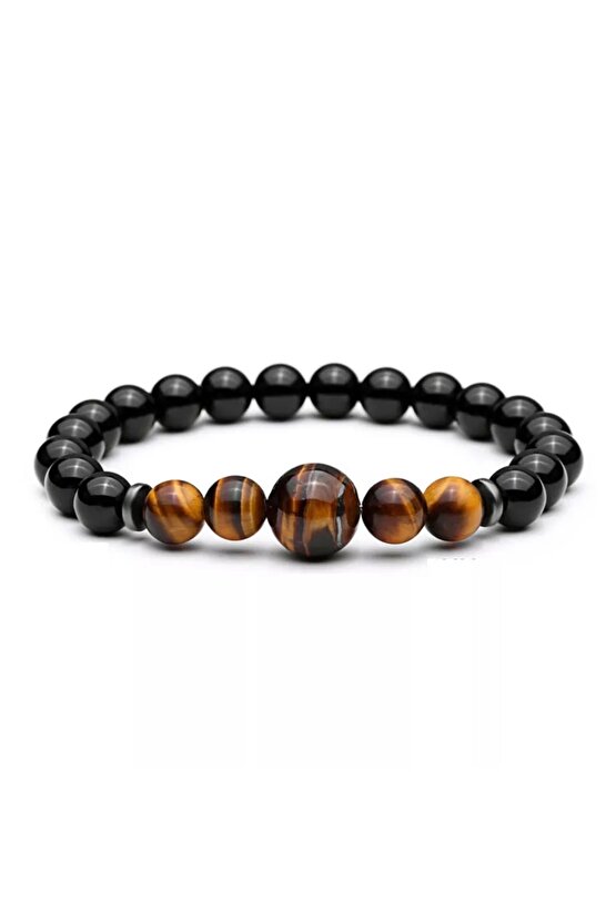 Kaplan Gözü akik Erkek Doğaltaş Bileklik