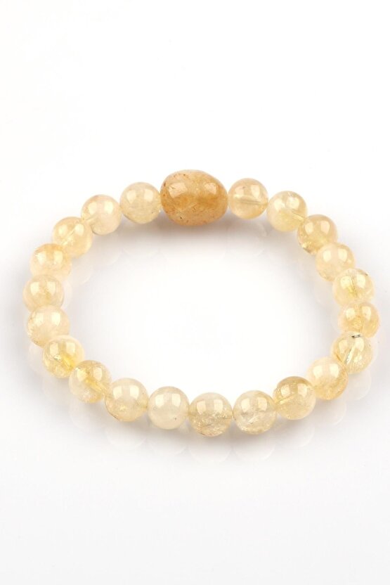 Sitrin Doğal Taş Bileklik 8 Mm Küre Kesim