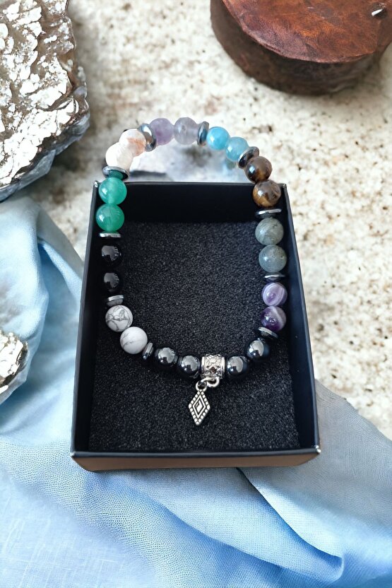 Başarı Bileklik Labradorit Florit Kaplan Gözü Havlit Aventurin Obsidyen Sitrin Apatit Ametist taşı