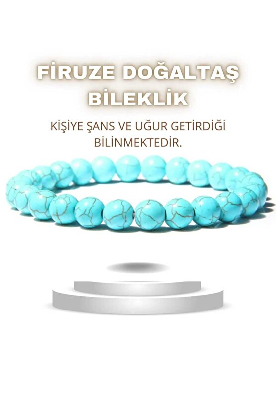 FİRUZE 8MM DOĞAL TAŞ BİLEKLİK SERTİFİKALI