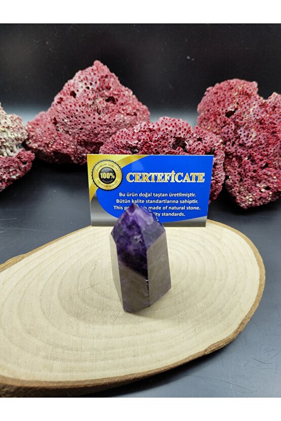 Ametist Piramit Dekoratif Doğal Taş (sertifikalı)