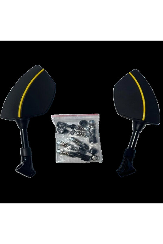 Motosiklet Ayna 426 Sarı Şeritli Üniversal 8-10 mm Uyumlu Marka Model Fark Etmez