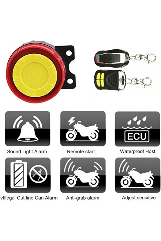 Motorsiklet Alarm Seti 120db Uzaktan Çalıştırma Anti-hırsızlık