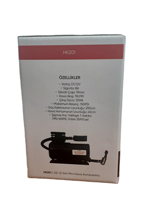 HK201 DC 12 VOLT MİNİ HAVA KOMPRESÖRÜ