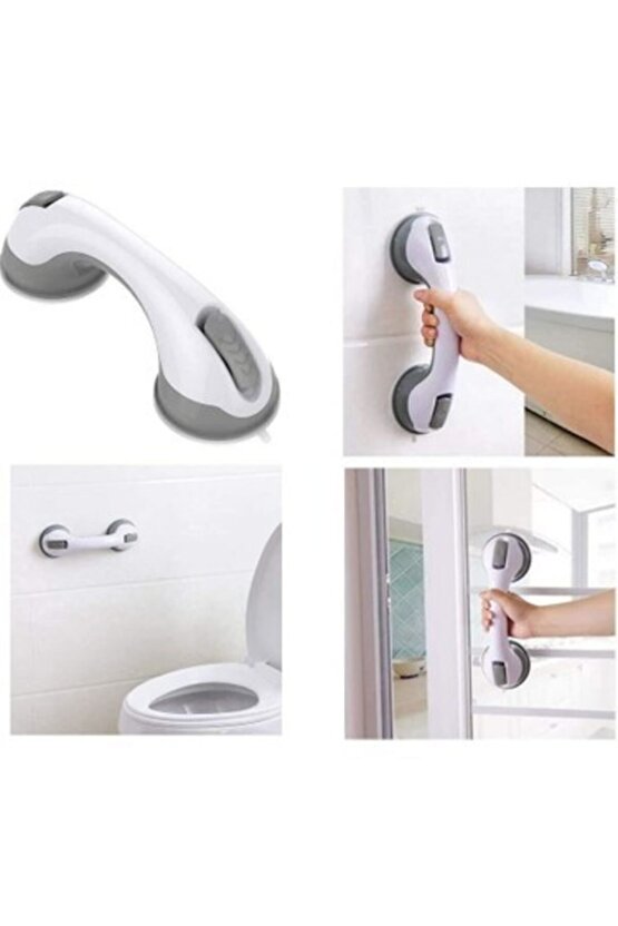Vantuzlu Banyo Tutacağı Kayma Düşme Önleyici Kilitli Tutunma Barı
