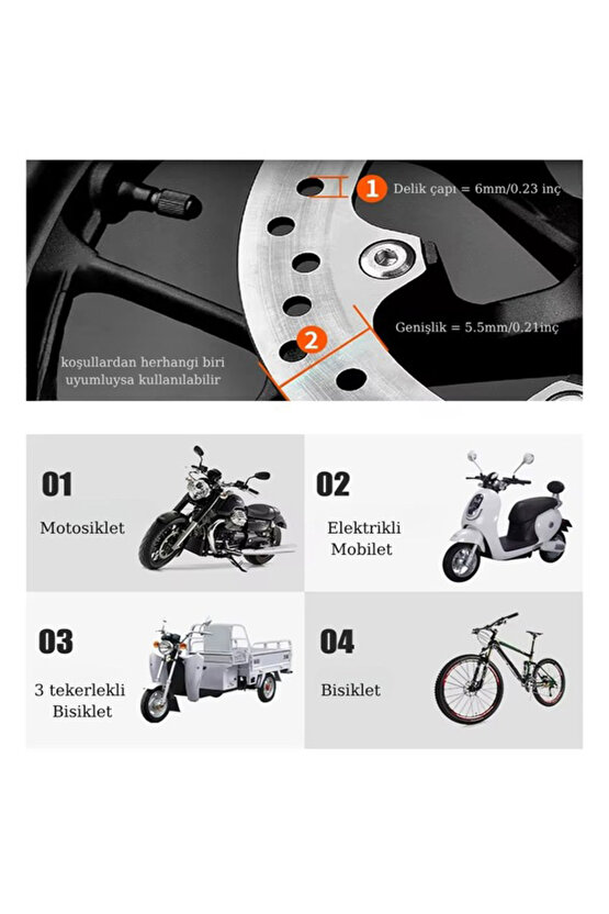 Disk Kilidi Alarmlı 110 Desibel Renkli Disk Kilit(TÜM RENKLERDEN KARIŞIK GÖNDERİLİR) 7mm