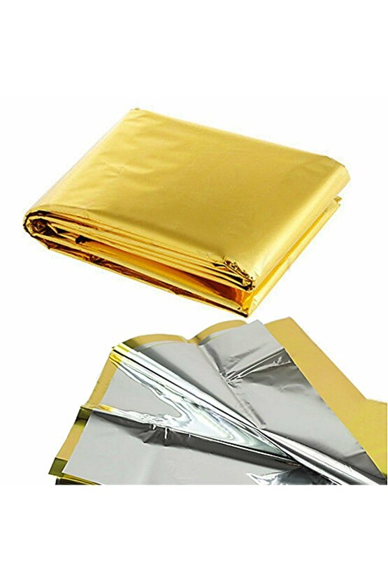 50 Adet Acil Durum Termal Battaniye 210x160 Cm (ALTIN) Isı Yalıtımlı Soğuktan Koruma, Deprem