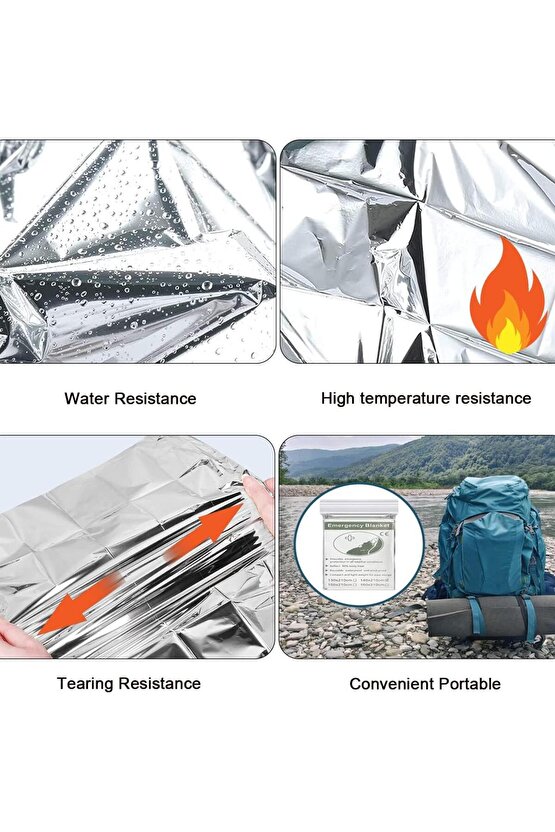 Acil Durum Ilk Yardım Battaniyesi Termal Battaniye Nem Ve Soğuktan Koruma Su Geçirmez (4 ADET)