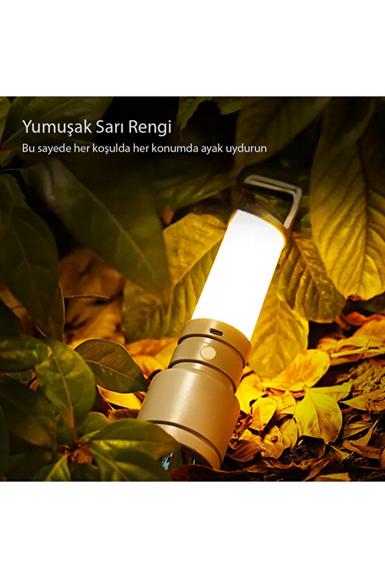 TAŞINABİLİR KAMP FENERİ BEYAZ - SARI TYPE-C ŞARJ GİRİŞLİ 60X235MM CH-23051 (5263)