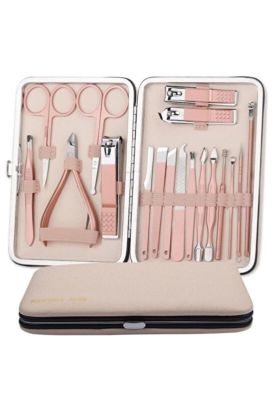 Sunup SN-27097 Paslanmaz Çelik 18in1 Profesyonel Manikür Tırnak Bakım Seti