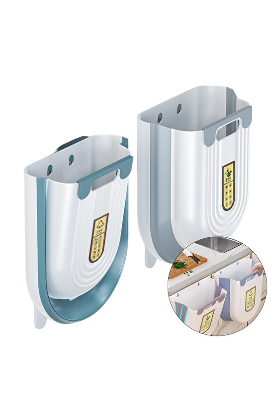 Katlanabilir Körüklü Mutfak Çöp Kovası Tezgah Üstü Dolap Askılı Pratik Katlanır Çöp Kutusu