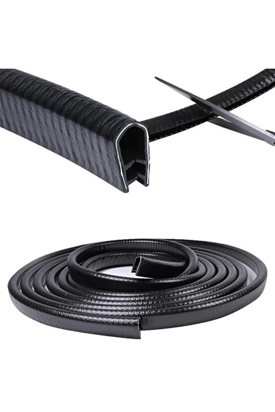 PM-26301 U Tip Araç Kapı Çarpma Çizik Engelleyici Koruyucu 5 Metre Şerit Siyah