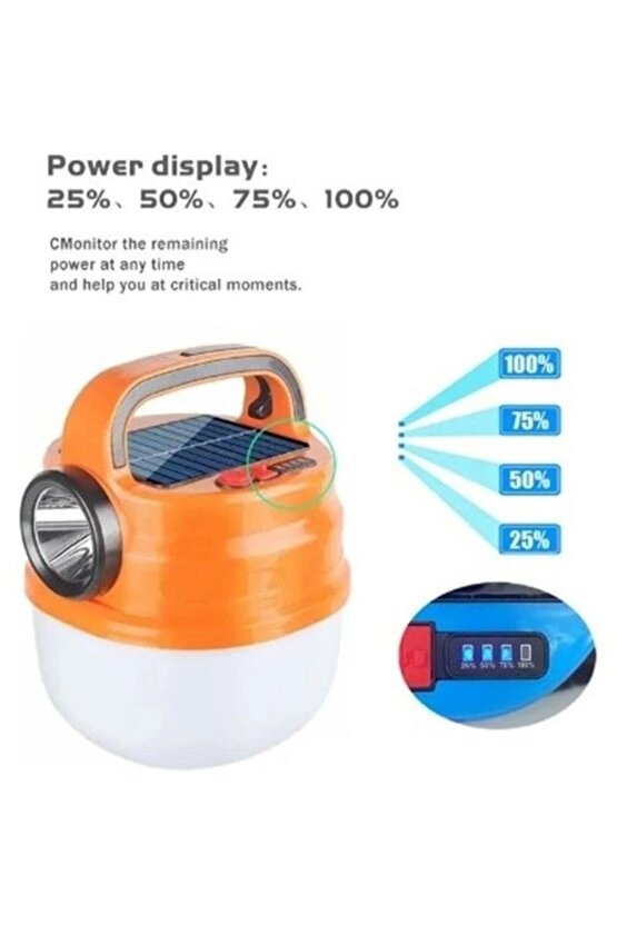 Hb-v70 50w Güneş Şarjlı Solar Lamba Mavi Kamp, Arıcılık,bahçe