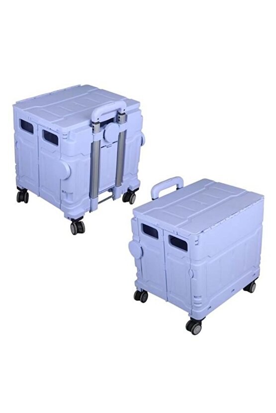 Sunup Sn-26967 Katlanabilir Market Pazar Kamp Tekerlekli Alışveriş Arabası 60kg Kapasiteli