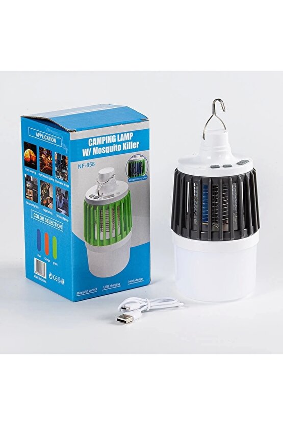 Mx-858 Usbli Sinek Öldürücü Özellikli 3 Modlu Kamp Feneri
