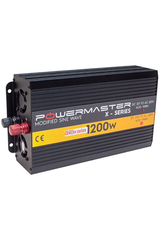 Powermaster Pwr1200-12 Tek Dijital Ekran 12 Volt - 1200 Watt Modıfıed Sınus Wave Inverter