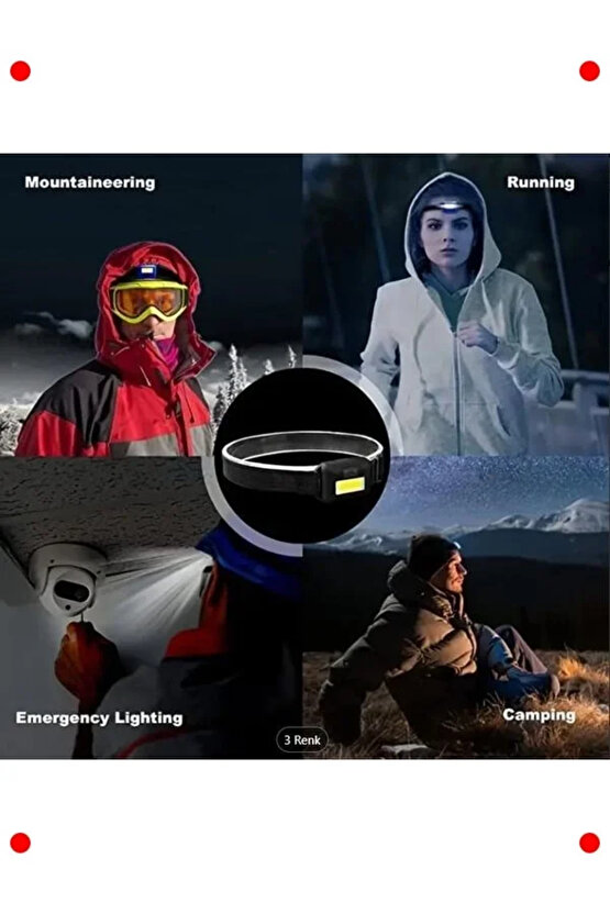 2 Adet Pilli Kafa Lambası Feneri (COB LED)