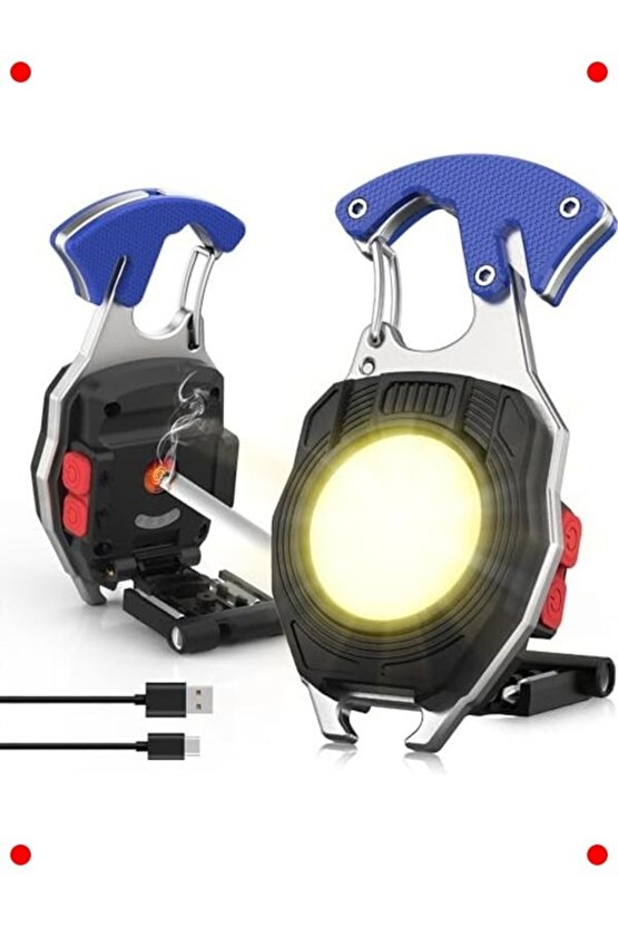 USB Şarjlı Çok Fonksiyonlu Mini Fener - 7 Modlu