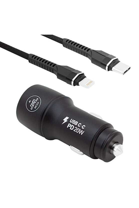 Powerway CC35 Yeni Nesil USB-C (iPhone To Type-C) Araç Şarj Seti (PD18W)