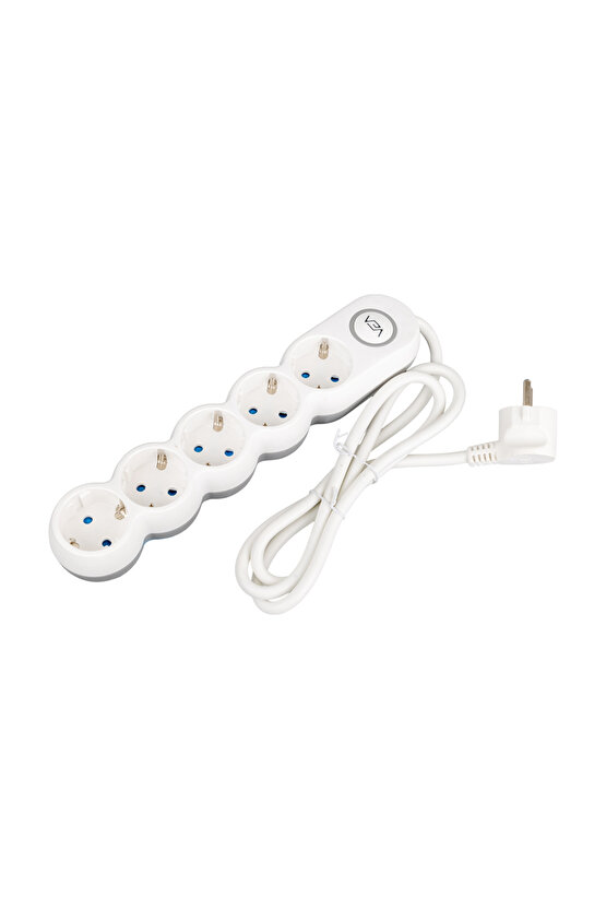 VE-2S5S 5Li 1,5 METRE KABLOLU ANAHTARLI BEYAZ AKIM KORUMALI GRUP PRİZ