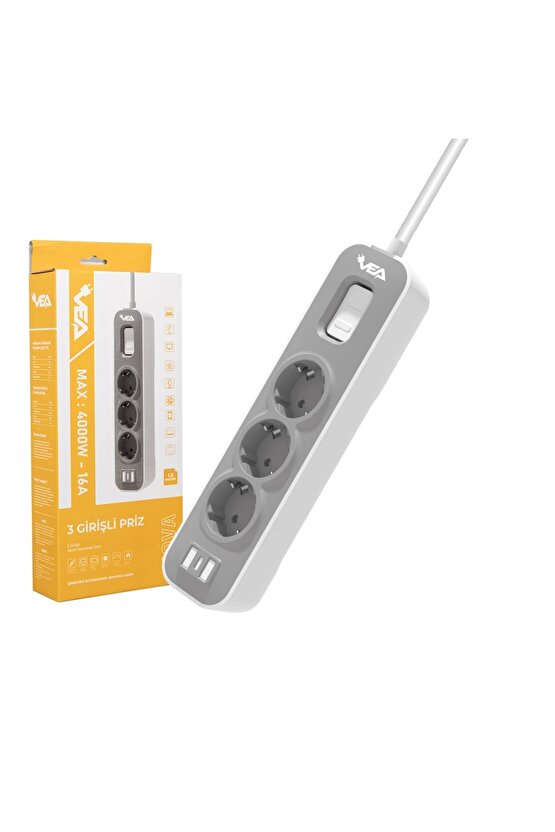 - Ve-nova103 A Class 3lü Anahtarlı 1.5 Metre Akım Korumalı Grup Priz (MADE IN MALAYSIA) (k95