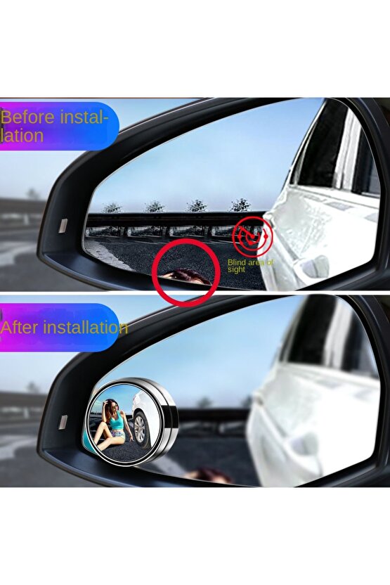 Araba Kör Nokta Dikiz Aynası Geniş Açı 360 Derece Ayarlanabilir Küçük Yuvarlak Ayna Araba Ters...