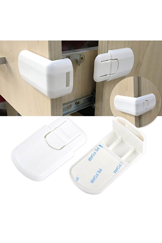 Çocuk Koruma Kilidi 2 Adet Köşe Bebek Güvenlik Kilit Dolap Çekmece Kilidi