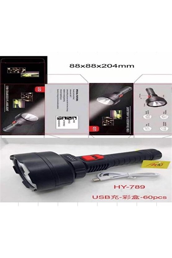 Hy-789 Usbli 3 Modlu Şarjlı El Feneri