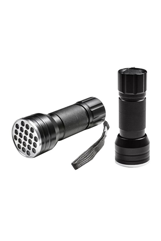 Pm-6351 Uv Işınlı 21 Ledli 10 Cm Metal Kasa Pilli El Feneri