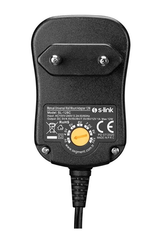 S-Link SL-128C 3 Volt - 12 Volt 1 Amper Ayarlı 8 Uçlu Swıtch Mode Plastik Kasa Adaptör