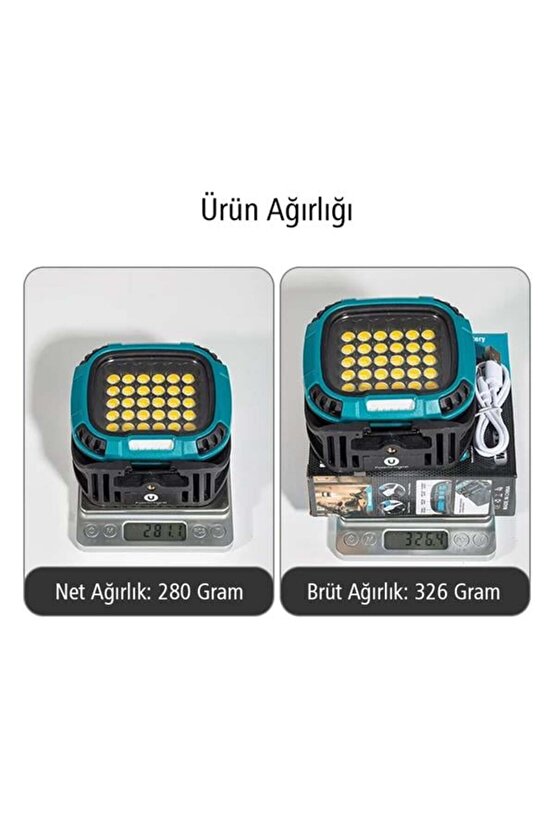 M3lfs- Mx-w893 4000k - 7000k - Kirmizi 30 Cob Ledli Çok Fonksiyonlu Çalişma Lambasi (POWERBANK)