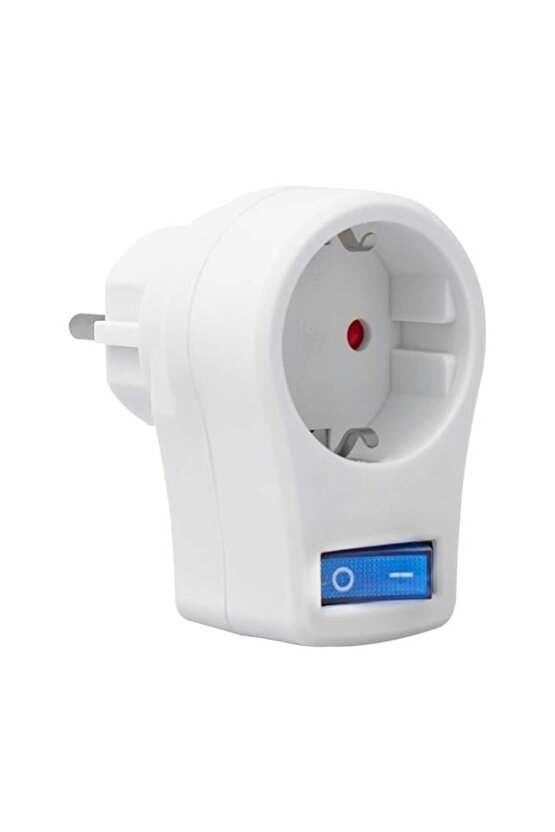 Powermaster Pm-16816 Anahtarlı Akım Korumalı Tekli Priz 10 Amper - 2510 Watt Tekli Beyaz