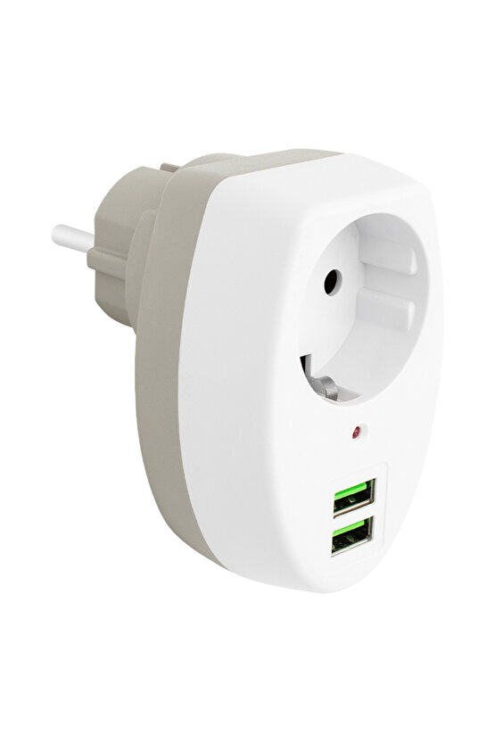 POWERMASTER PM-4911 2 USBLİ TEKLİ TERMAL AKIM KORUMALI PRİZ (10A-2500W)