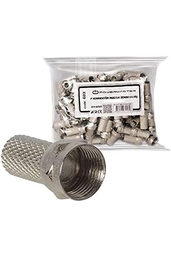 Sl-F186 Sl-F186 18Mmx8 Rg6 50 Li Paket Erkek Connector, Beyaz 1194891