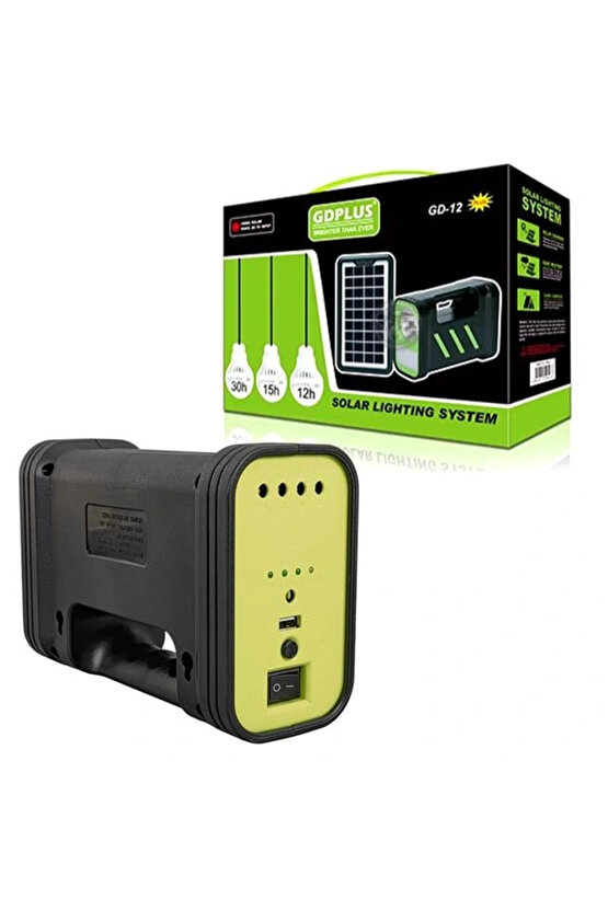GD-12 Solar Panelli 3 Ampullü Solar Işıldak Fener